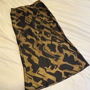 Zara - Stylish Black and Tan Animal Print Skirt